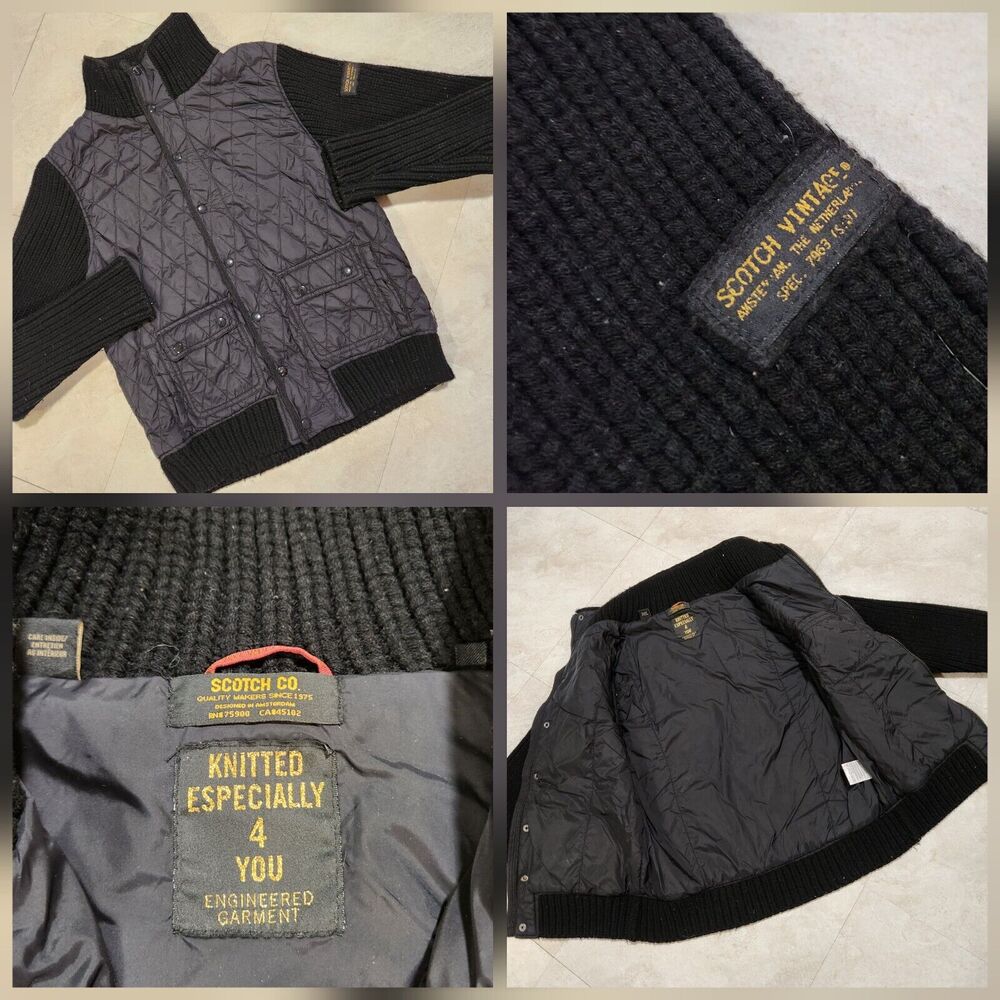 Scotch & Soda Womens M Medium Quilted Snap Knitted Sleeves Jacket Sweater Hybrid